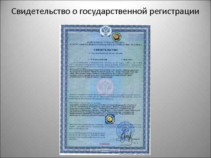 Свидетельство о государственной регистрации 