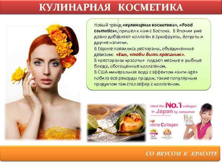 КУЛИНАРНАЯ КОСМЕТИКА Новый тренд «кулинарная косметика» , «Food cosmetics» , пришел к нам с