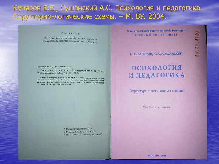 Кучеров В. Е. , Сушанский А. С. Психология и педагогика. Структурно-логические схемы. – М.