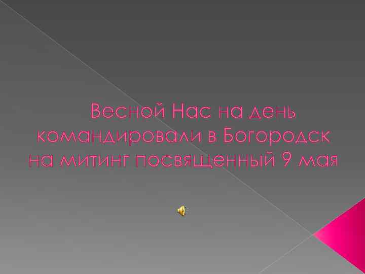 Весной Нас на день командировали в Богородск на митинг посвященный 9 мая 