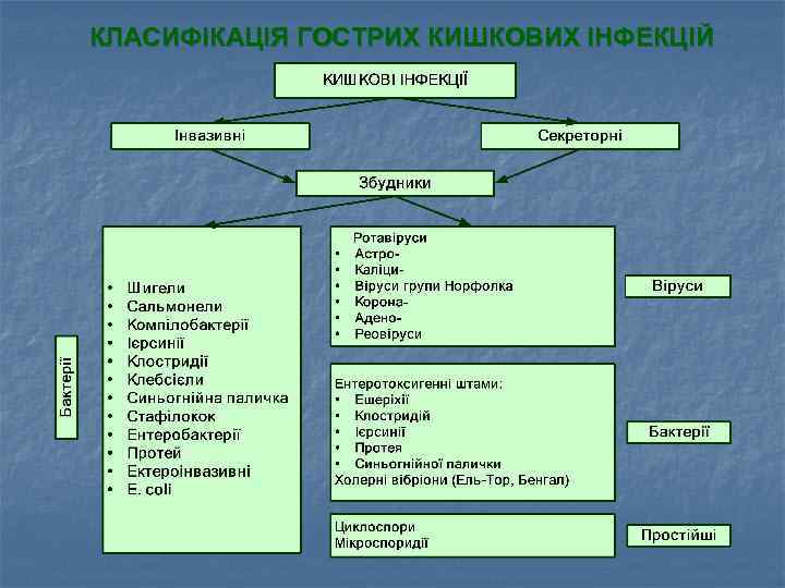 КЛАСИФІКАЦІЯ ГОСТРИХ КИШКОВИХ ІНФЕКЦІЙ 