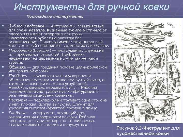 Инструменты для ручной ковки Подкладные инструменты § Зубило и подсечка — инструменты, применяемые §