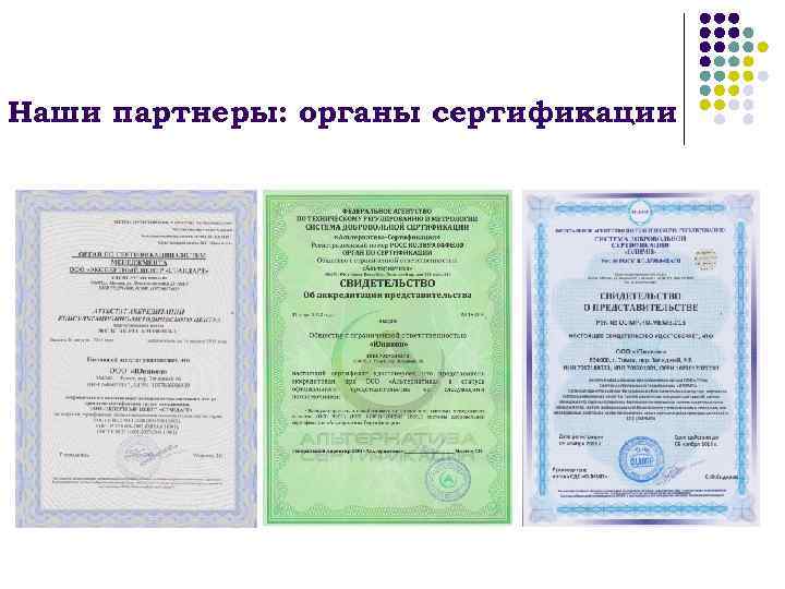 Наши партнеры: органы сертификации 