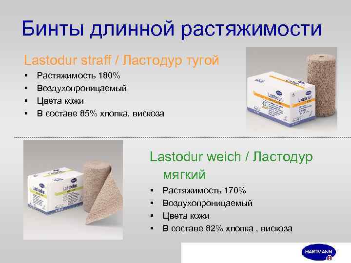 Бинты длинной растяжимости Lastodur straff / Ластодур тугой § § Растяжимость 180% Воздухопроницаемый Цвета