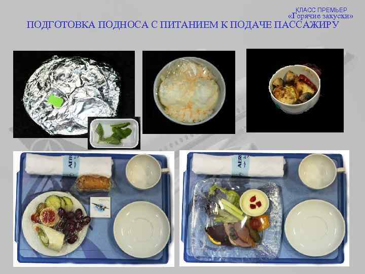 КЛАСС ПРЕМЬЕР «Горячие закуски» ПОДГОТОВКА ПОДНОСА С ПИТАНИЕМ К ПОДАЧЕ ПАССАЖИРУ 