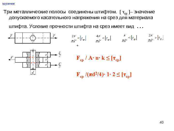 Напряжение среза формула