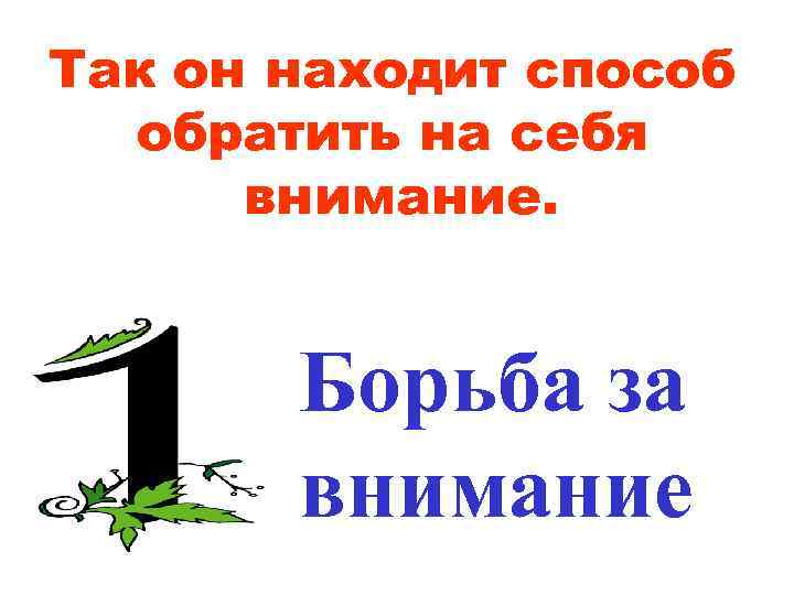 Так он находит способ обратить на себя внимание. Борьба за внимание 