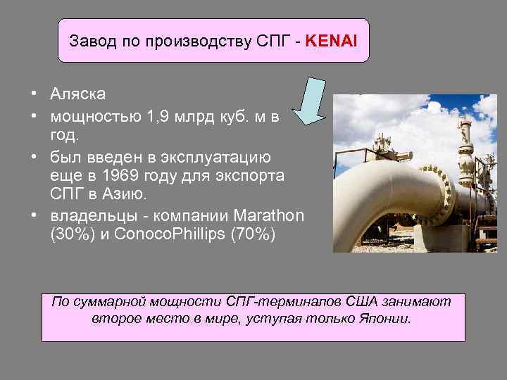 Завод по производству СПГ - KENAI • Аляска • мощностью 1, 9 млрд куб.