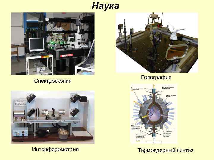 Наука Спектроскопия Интерферометрия Голография Термоядерный синтез 
