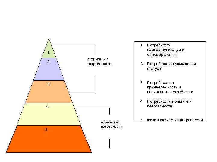 1 Потребности самоактаулизации и самовыражения 2 Потребности в уважении и статусе 3 Потребности в