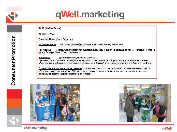 2011 (Май – Июль) Consumer Promotion Клиент: «Arla» Продукт: Сыры «Арла Апетина» ; Название