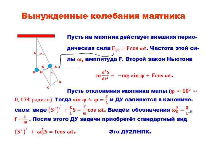 Дифференциальное уравнение движения маятника