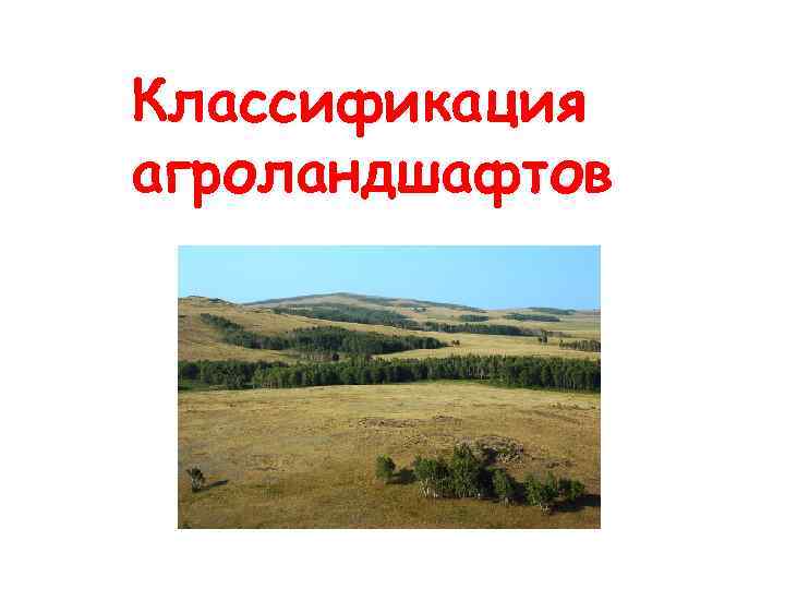 Классификация агроландшафтов 