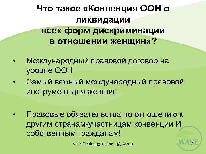 Что такое «Конвенция ООН о ликвидации всех форм дискриминации в отношении женщин» ? •