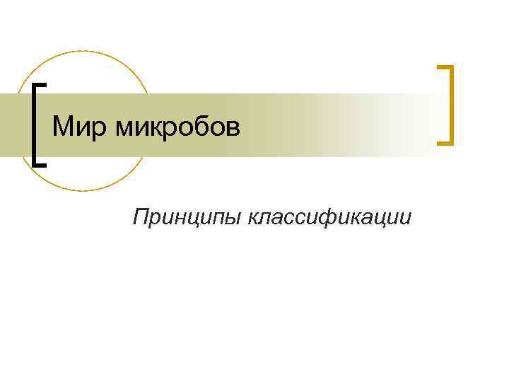 Мир микробов Принципы классификации 