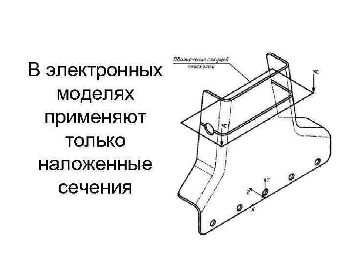 В электронных моделях применяют только наложенные сечения 