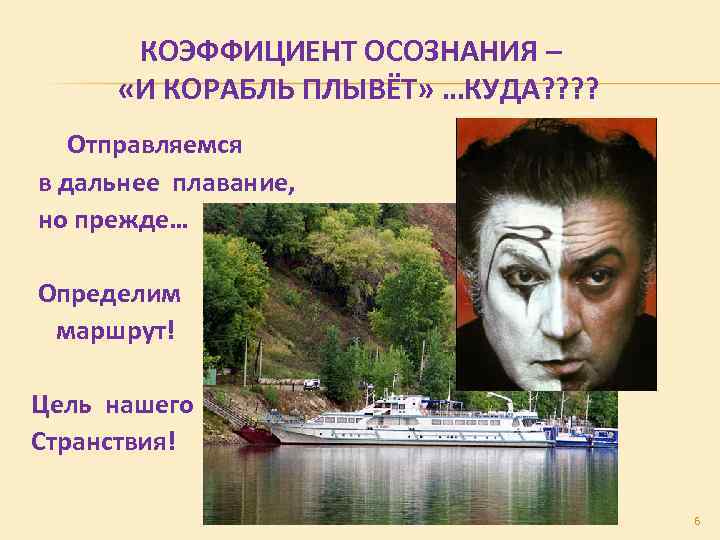 КОЭФФИЦИЕНТ ОСОЗНАНИЯ – «И КОРАБЛЬ ПЛЫВЁТ» …КУДА? ? Отправляемся в дальнее плавание, но прежде…