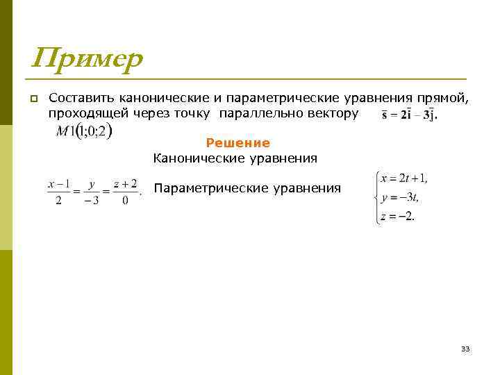 Каноническое уравнение прямой проходящей