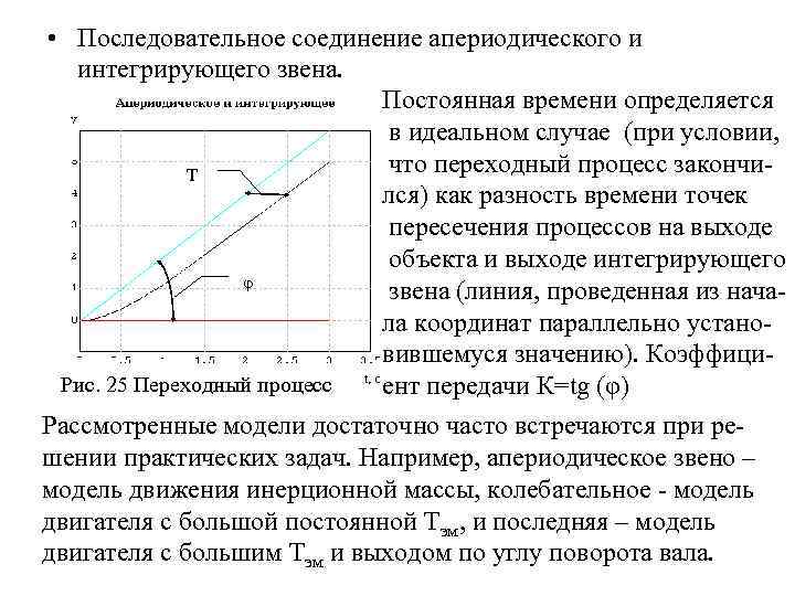  • Последовательное соединение апериодического и интегрирующего звена. Постоянная времени определяется в идеальном случае