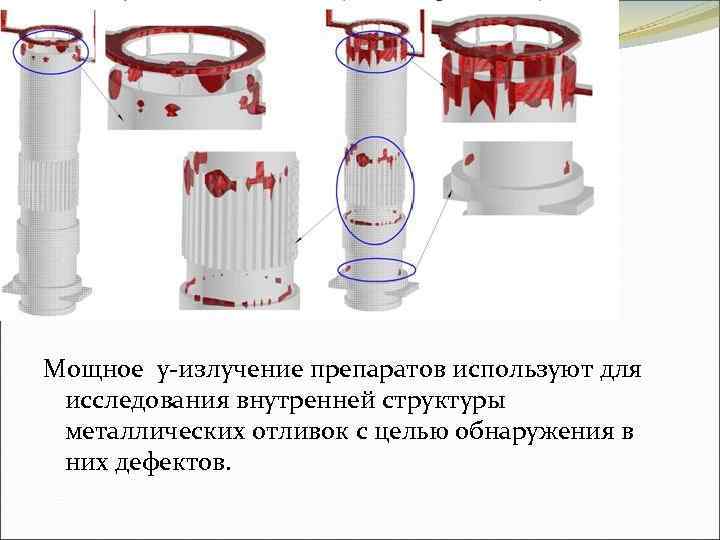 Мощное y излучение препаратов используют для исследования внутренней структуры металлических отливок с целью обнаружения