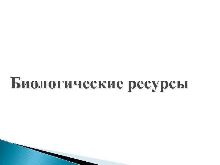 Биологические ресурсы 