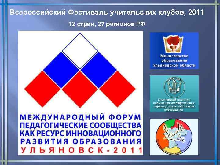 Всероссийский Фестиваль учительских клубов, 2011 12 стран, 27 регионов РФ 