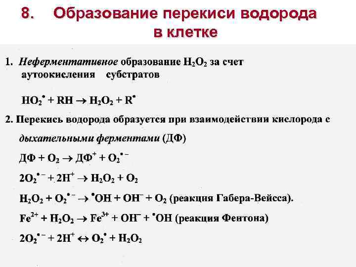 Схема образования пероксида водорода