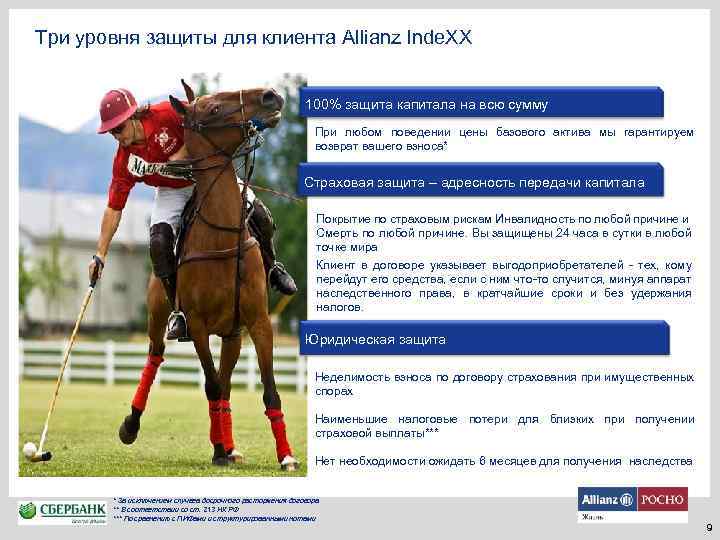 Три уровня защиты для клиента Allianz Inde. XX 100% защита капитала на всю сумму
