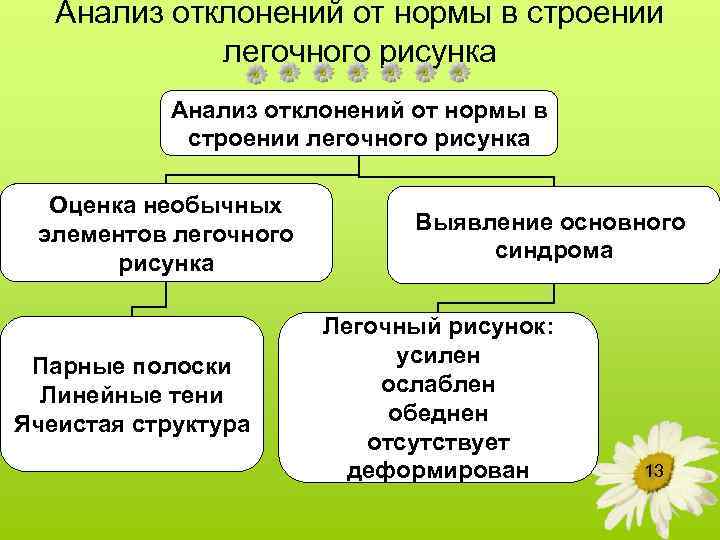 Анализ отклонений от нормы в строении легочного рисунка Оценка необычных элементов легочного рисунка Парные