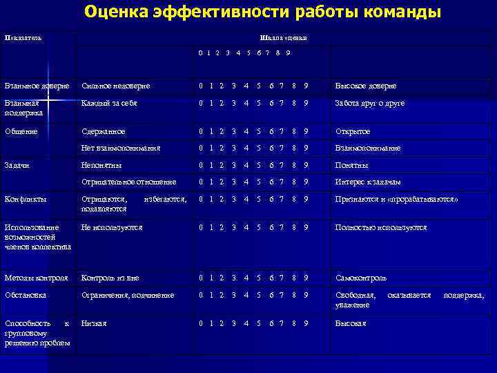 Оценка эффективности команды проекта