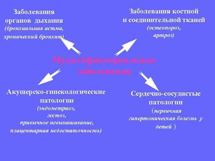 Заболевания органов дыхания (бронхиальная астма, хронический бронхит) Заболевания костной и соединительной тканей (остеопороз, артроз)