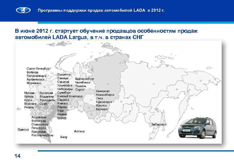 Программы поддержки продаж автомобилей LADA в 2012 г. В июне 2012 г. стартует обучение