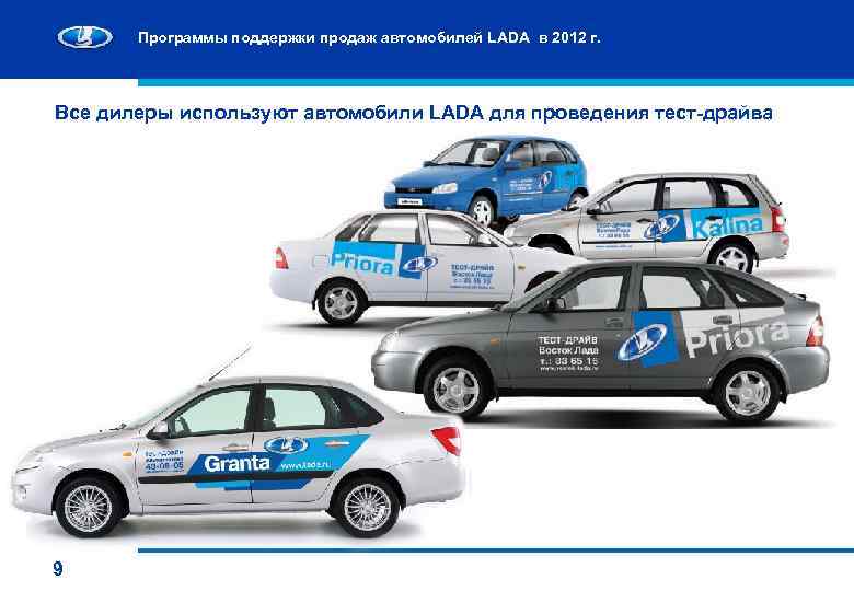 Программы поддержки продаж автомобилей LADA в 2012 г. Все дилеры используют автомобили LADA для