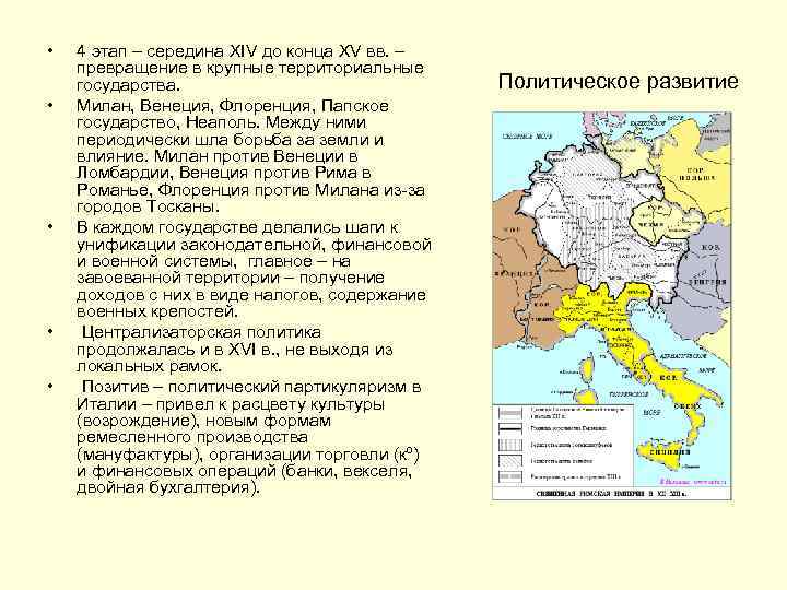  • • • 4 этап – середина XIV до конца XV вв. –