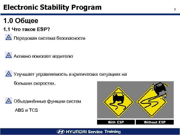 Electronic Stability Program 1. 0 Общее 1. 1 Что такое ESP? Передовая система безопасности