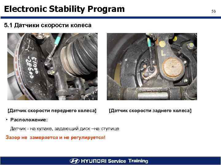 Electronic Stability Program 5. 1 Датчики скорости колеса [Датчик скорости переднего колеса] [Датчик скорости
