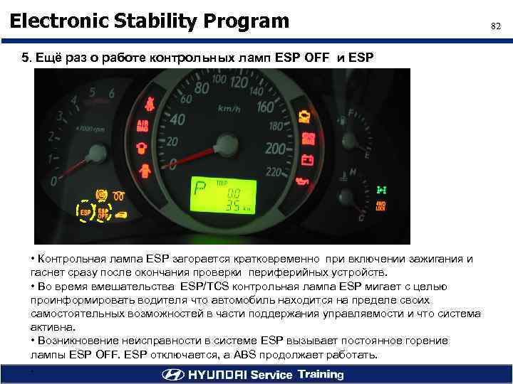 Electronic Stability Program 5. Ещё раз о работе контрольных ламп ESP OFF и ESP
