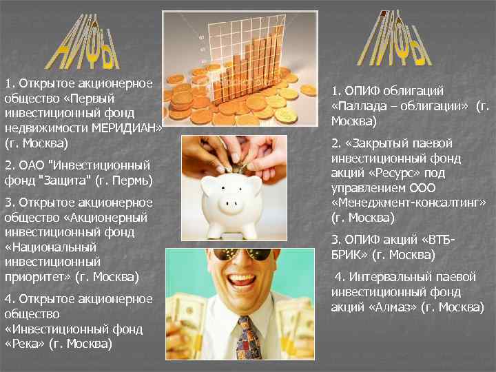 1. Открытое акционерное общество «Первый инвестиционный фонд недвижимости МЕРИДИАН» (г. Москва) 2. ОАО 