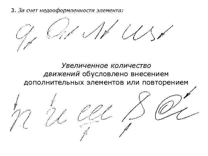 3. За счет недооформленности элемента: Увеличенное количество движений обусловлено внесением дополнительных элементов или повторением
