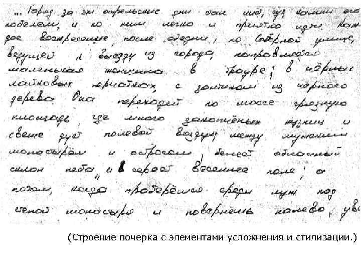 (Строение почерка с элементами усложнения и стилизации. ) 