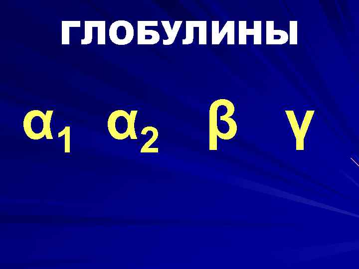 ГЛОБУЛИНЫ α 1 α 2 β γ 