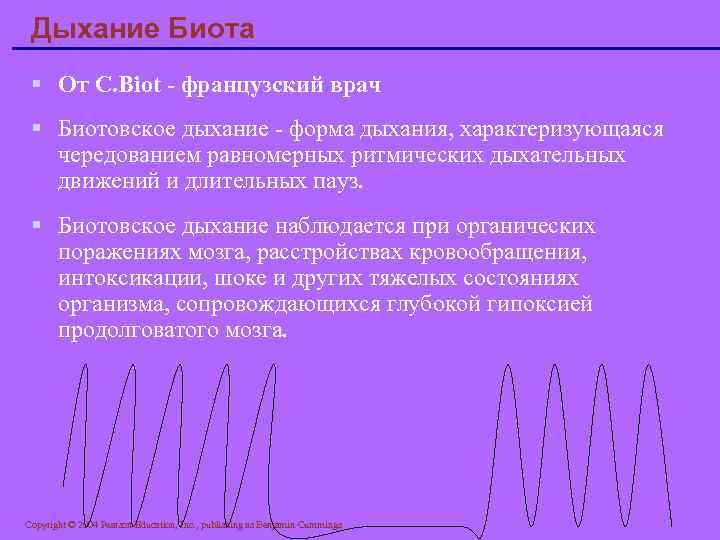 Дыхание Биота § От С. Biot - французский врач § Биотовское дыхание - форма