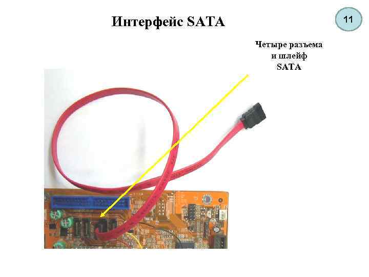 Интерфейс SATA 11 Четыре разъема и шлейф SATA 