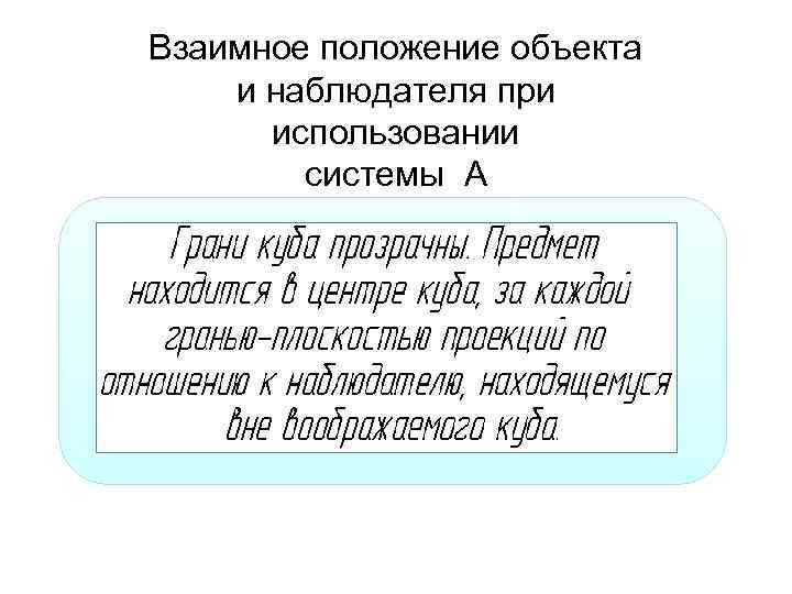 Взаимное положение объекта и наблюдателя при использовании системы А 