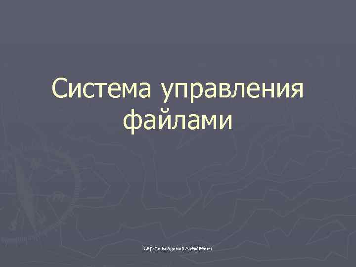 Система управления файлами Серков Владимир Алексеевич 