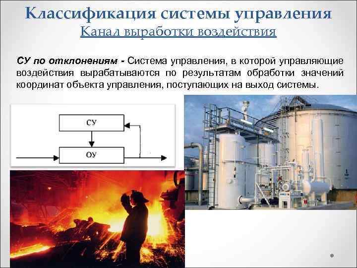 Классификация системы управления Канал выработки воздействия СУ по отклонениям - Система управления, в которой