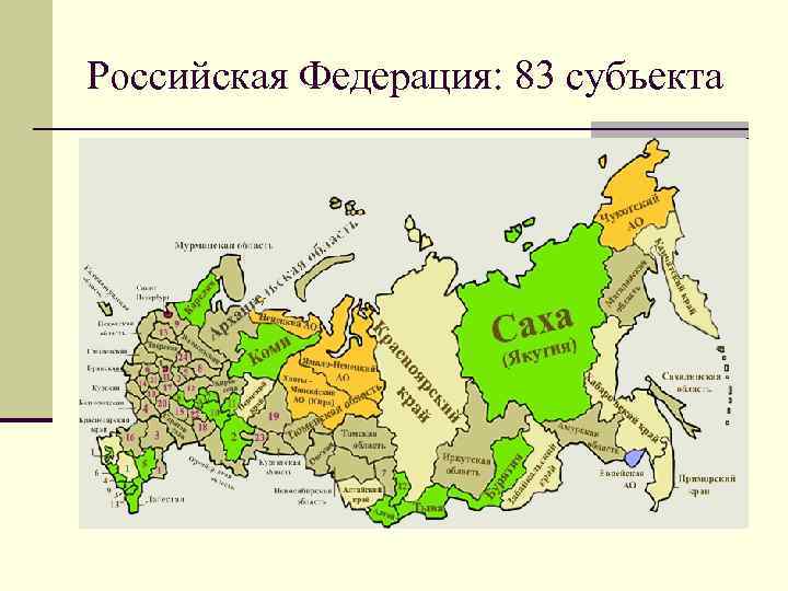 Российская Федерация: 83 субъекта 