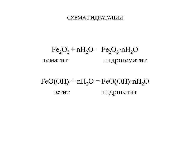 СХЕМА ГИДРАТАЦИИ Fe 2 O 3 + n. H 2 O = Fe 2