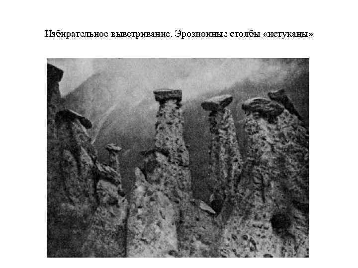 Избирательное выветривание. Эрозионные столбы «истуканы» 