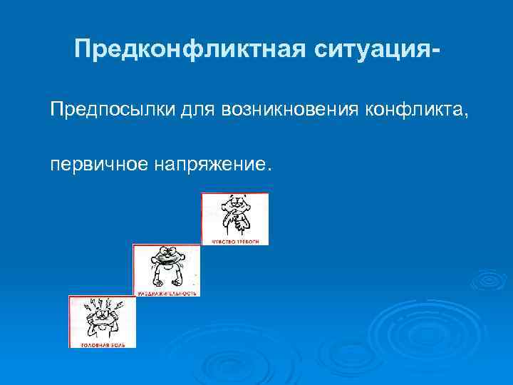 Предконфликтная ситуация. Предпосылки для возникновения конфликта, первичное напряжение. 